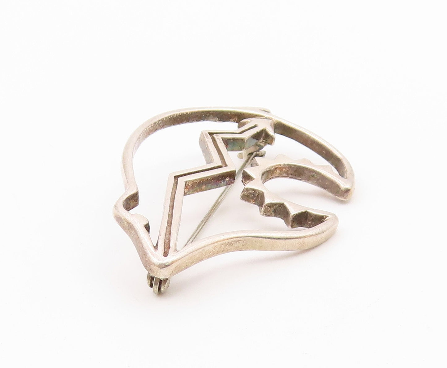 SOUTHWESTERN 925 Sterling Silver Vintage Openwork Bear Cutout Brooch Pin BP9944