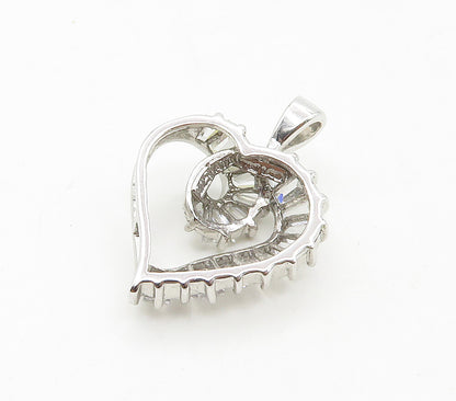 925 Sterling Silver   Sparkling Cubic Zirconia Love Heart Pendant  PT12774