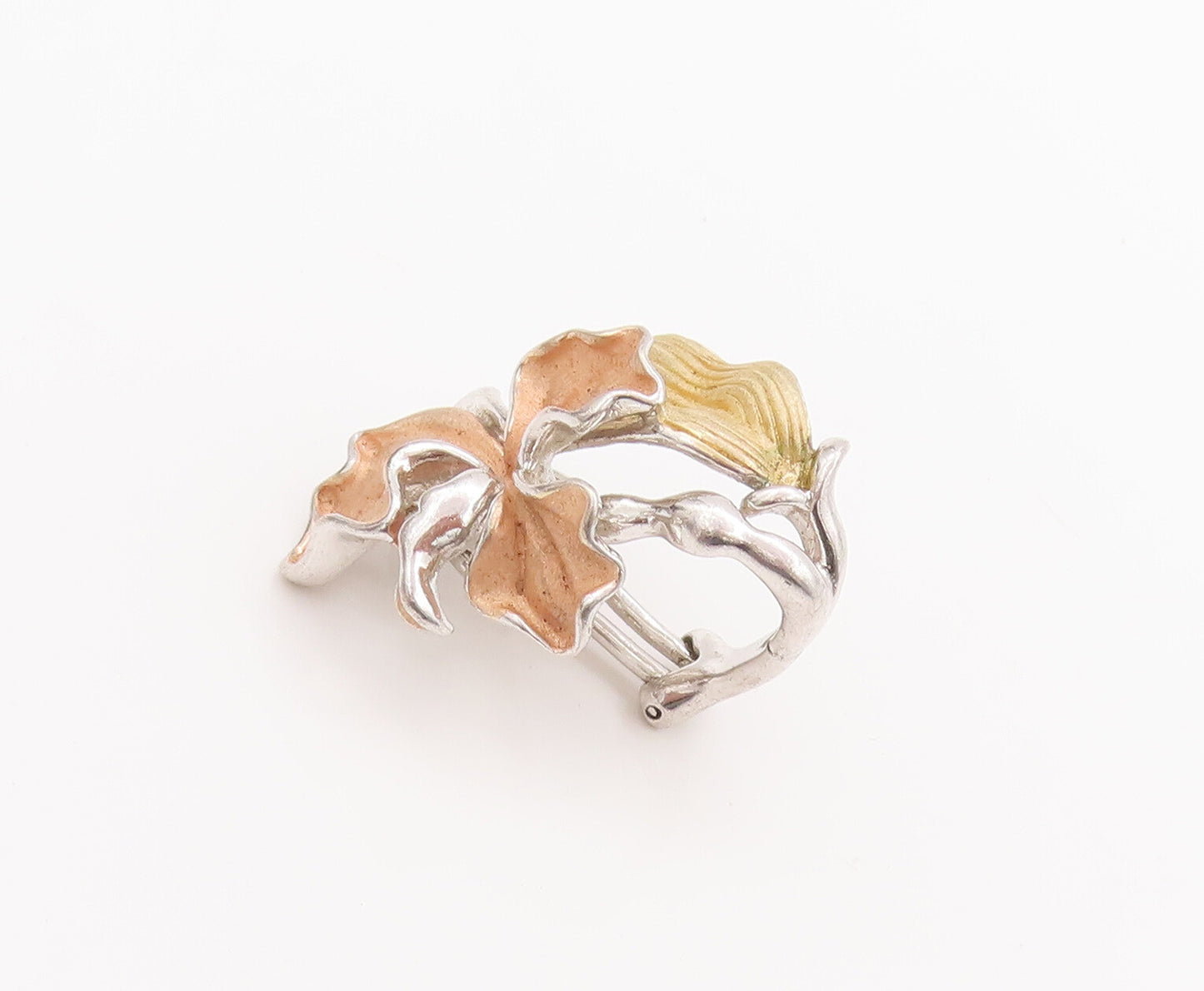 925 Sterling Silver Vintage Earrings ROSS SIMONS Dried Fall Leaves  EG12864