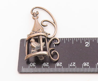 LANG 925 Sterling Silver  Vintage Shiny Swirl Bird Cage Brooch Pin  BP9142