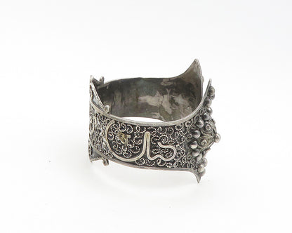 925 Sterling Silver  Vintage Antique Ornate Twist Detail Cuff Bracelet  BT7467