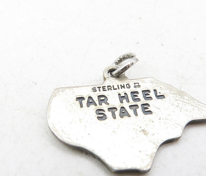 925 Sterling Silver  Vintage Dark Tone North Carolina State Map Pendant PT6863