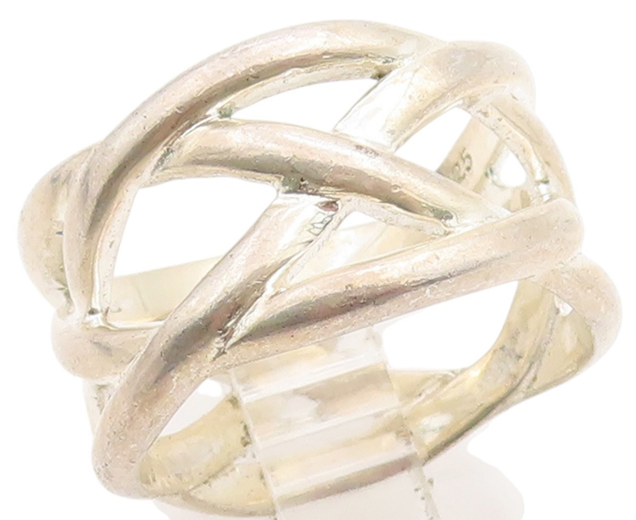 925 Sterling Silver Vintage Ring Openwork Celtic Knot Wide Band  Sz 7  RG34848
