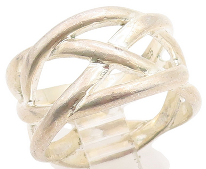 925 Sterling Silver Vintage Ring Openwork Celtic Knot Wide Band  Sz 7  RG34848