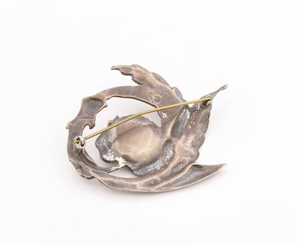 925 Sterling Silver Vintage Brooch Antique Botanical Floral Design  BP11790
