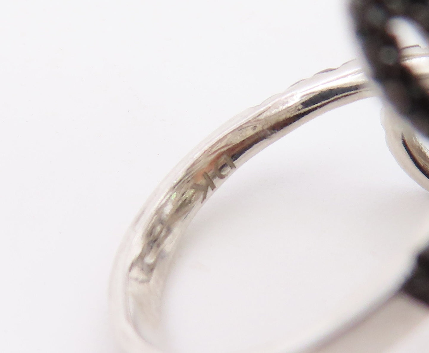925 Sterling Silver Vintage Ring Elegant Black Spinel Leaf Bypass  Sz 9  RG36637
