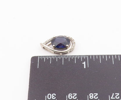 925 Sterling Silver  Vintage Pear Shaped Wrapped Sapphire Pendant  PT21143