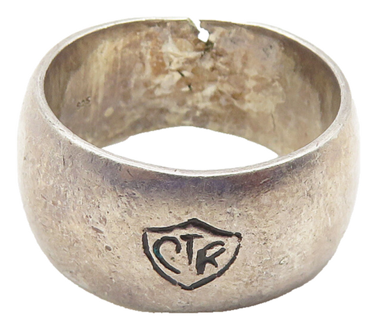 925 Sterling Silver  Vintage Dark Tone CTR Etched Band Ring Sz 7  RG10607