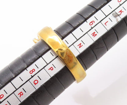 925 Sterling Silver Vintage Ring Gold Plated Minimalist CZ Inlay  Sz 7  RG30544
