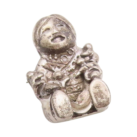 925 Sterling Silver Vintage Brooch Navajo Tribal Mother & Children BP11756