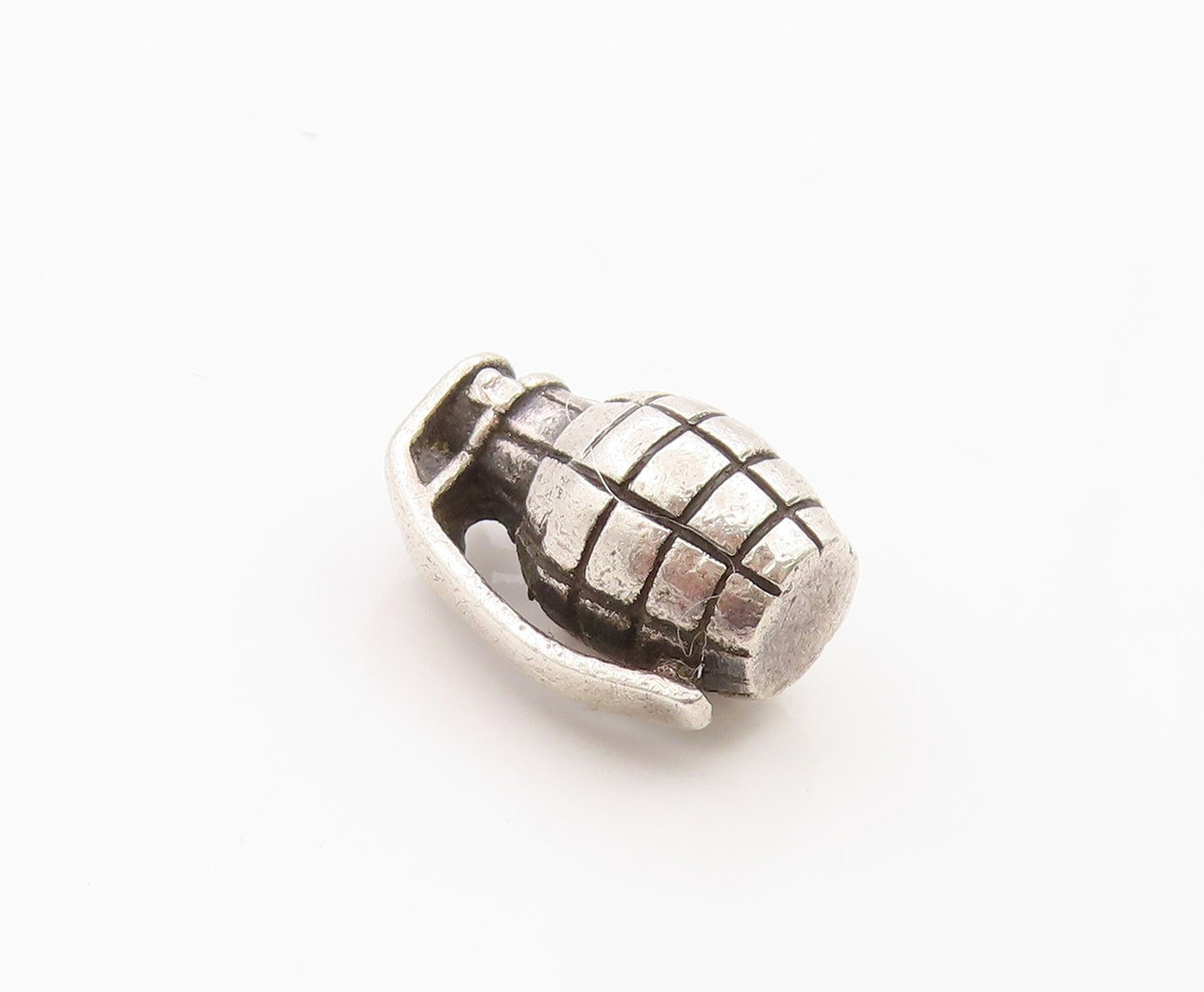925 Sterling Silver Vintage Pendant Antique 3D Carved Pin Bomb Charm  PT24671
