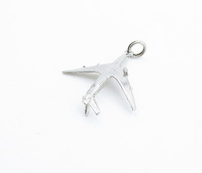 925 Sterling Silver  Vintage Shiny Petite Airplane Motif Drop Pendant  PT4213