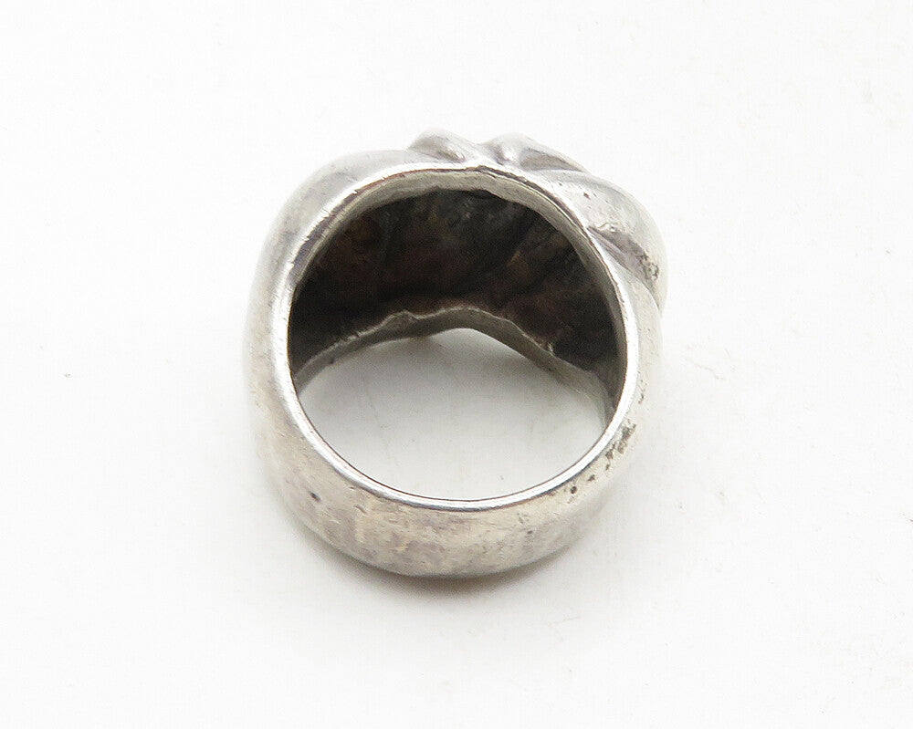 MEXICO 925 Sterling Silver  Vintage Shiny Fluted Dome Band Ring Sz 6.5  RG9756
