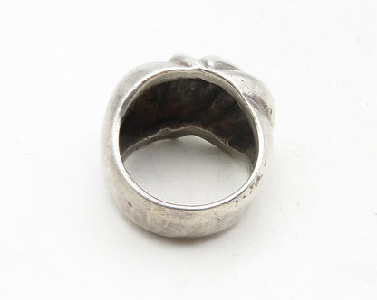 MEXICO 925 Sterling Silver  Vintage Shiny Fluted Dome Band Ring Sz 6.5  RG9756