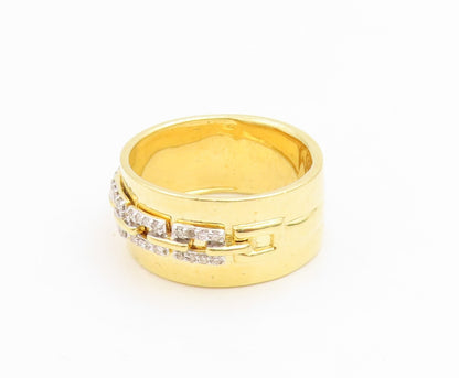 925 Sterling Silver Vintage Ring Gold Plated Real Diamonds Band  Sz 8  RG35017