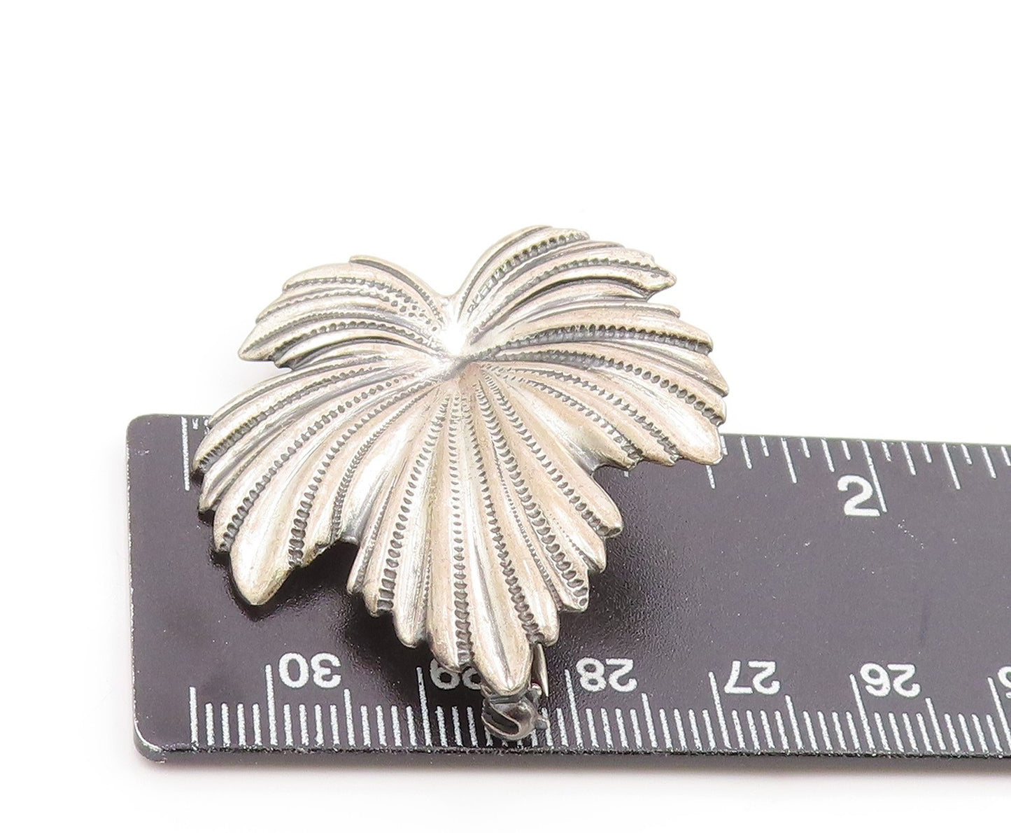 925 Sterling Silver Vintage Brooch Pin JEWELART Etched Maple Leaf Motif  BP12460
