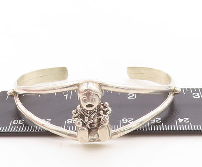 925 Sterling Silver Vintage Bracelet CAROL FELLY Cutout Crying Baby Cuff BT10950