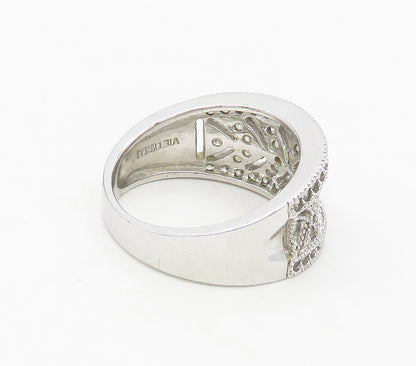 925 Sterling Silver  Cubic Zirconia Concave Cutout Band Ring Sz 7  RG16970