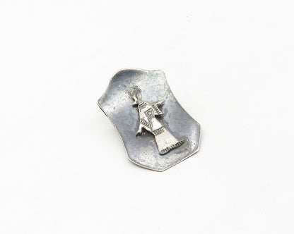 ISRAEL 925 Sterling Silver  Vintage Oxidized Figure Smooth Brooch Pin  BP6734