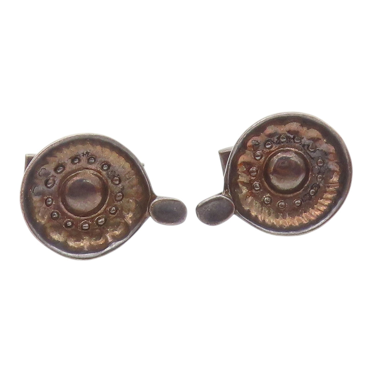 DESIGNER 925 Sterling Silver  Vintage Oxidized Round Cufflinks  TR2973