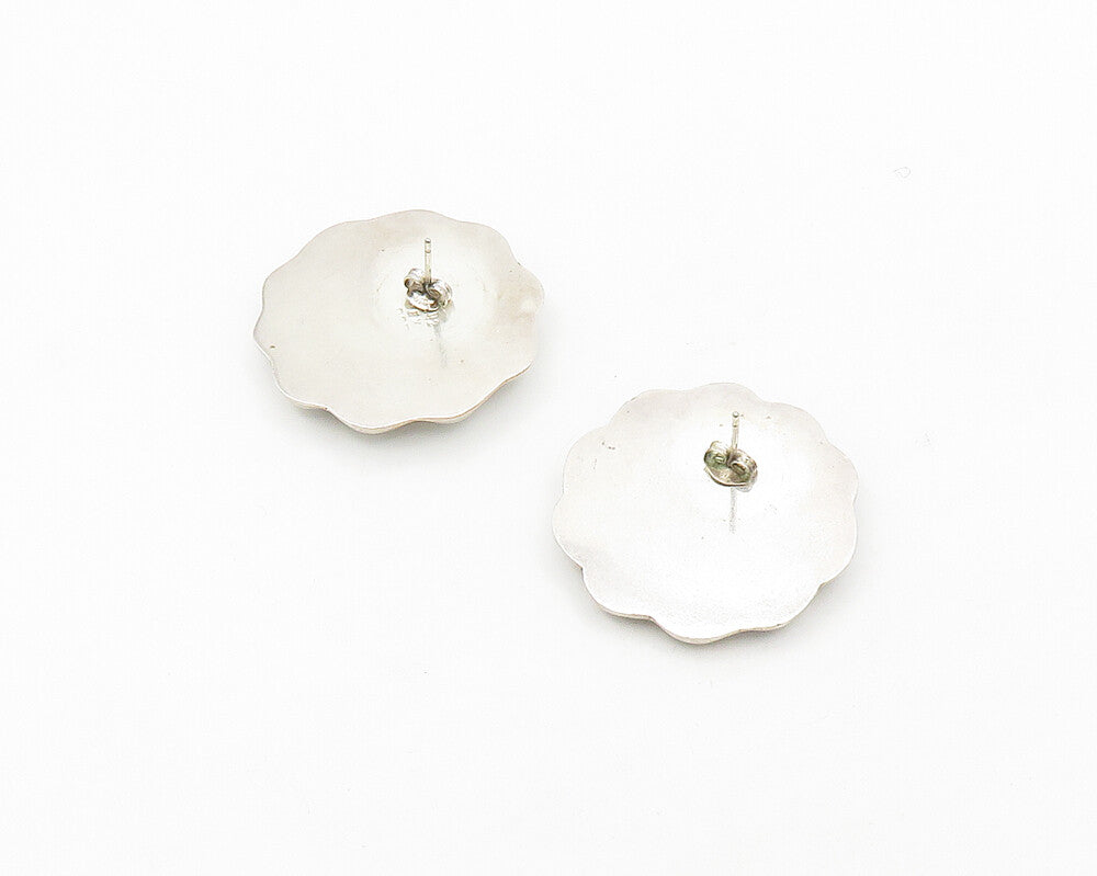 925 Sterling Silver  Vintage Shiny Polished Floral Drop Earrings  EG9082