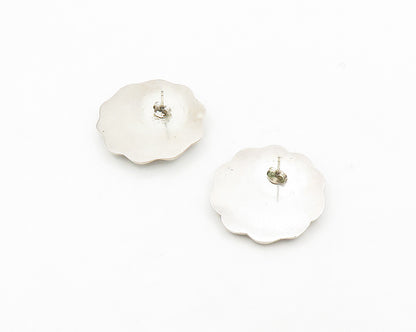 925 Sterling Silver  Vintage Shiny Polished Floral Drop Earrings  EG9082