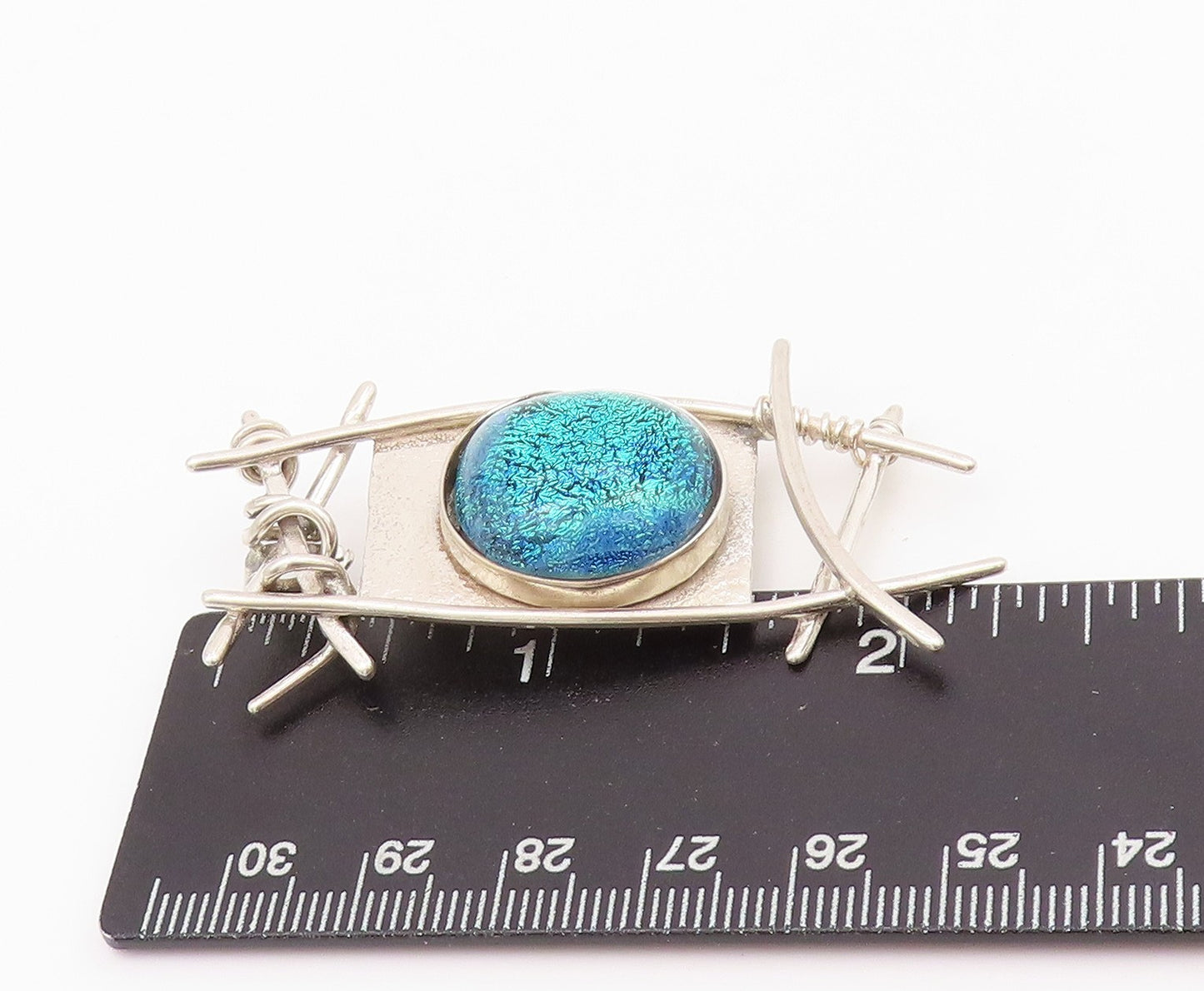 925 Sterling Silver Vintage Brooch EUE Brutalist Glittery  Gemstone  BP11652