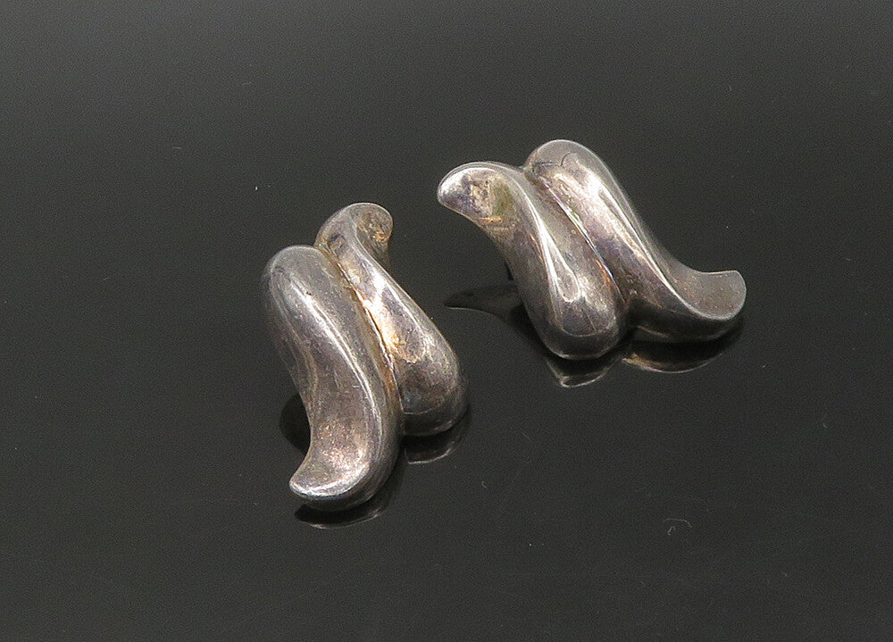 ZINA 925 Sterling Silver  Vintage Hollow Swirled Non Pierce Earrings  EG11162