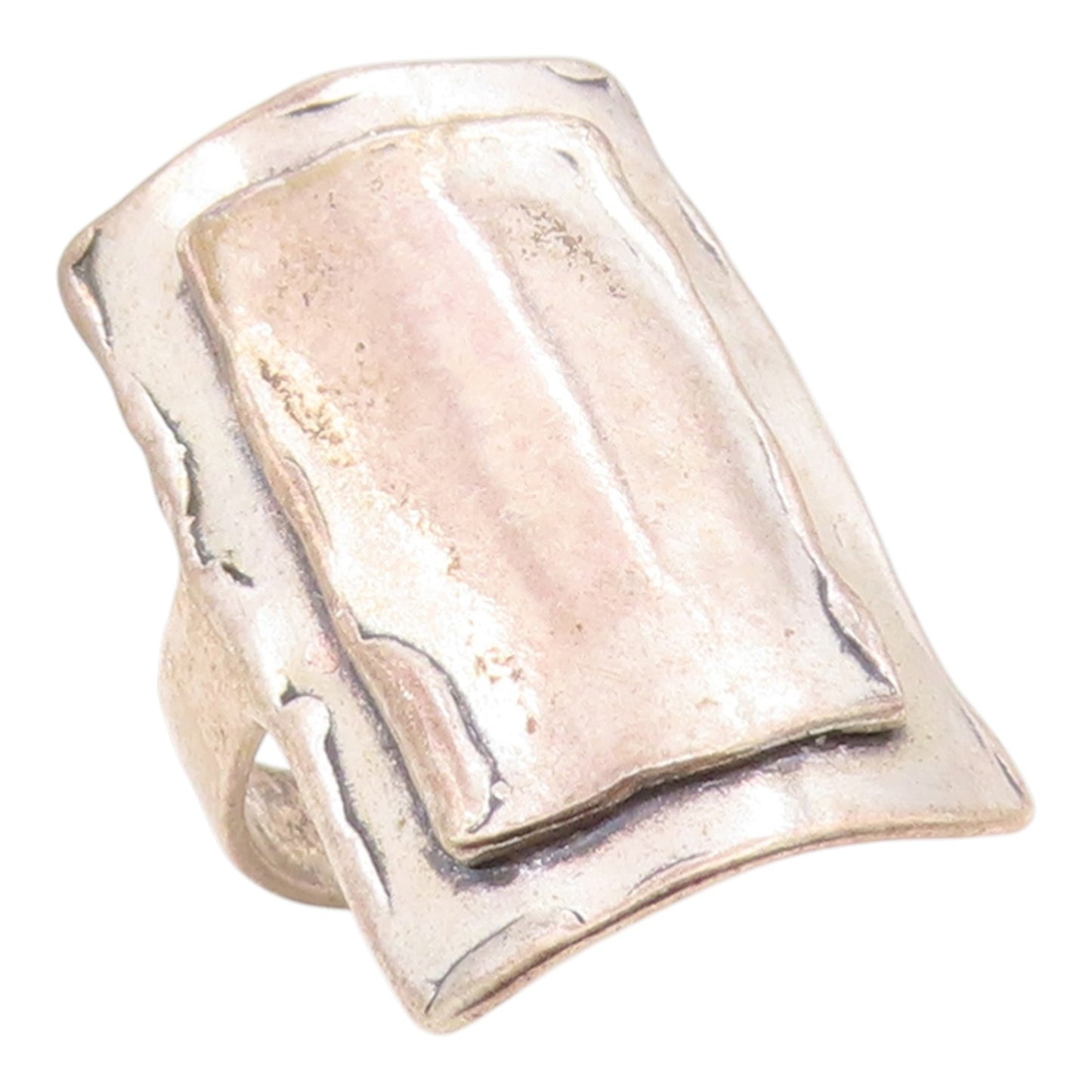 925 Sterling Silver Vintage Ring LIRM ISRAEL Bold Geometric Band  Sz 7  RG35893