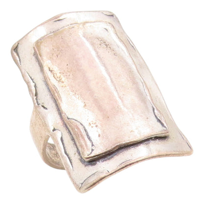 925 Sterling Silver Vintage Ring LIRM ISRAEL Bold Geometric Band  Sz 7  RG35893