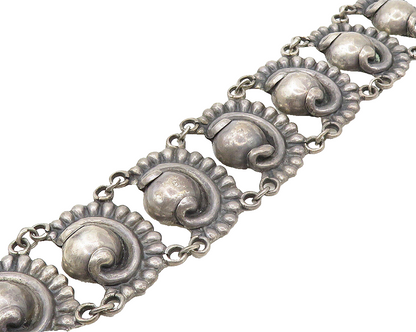 EMF MEXICO 925 Silver  Vintage Dark Tone Swirl Dome Chain Bracelet  BT6956