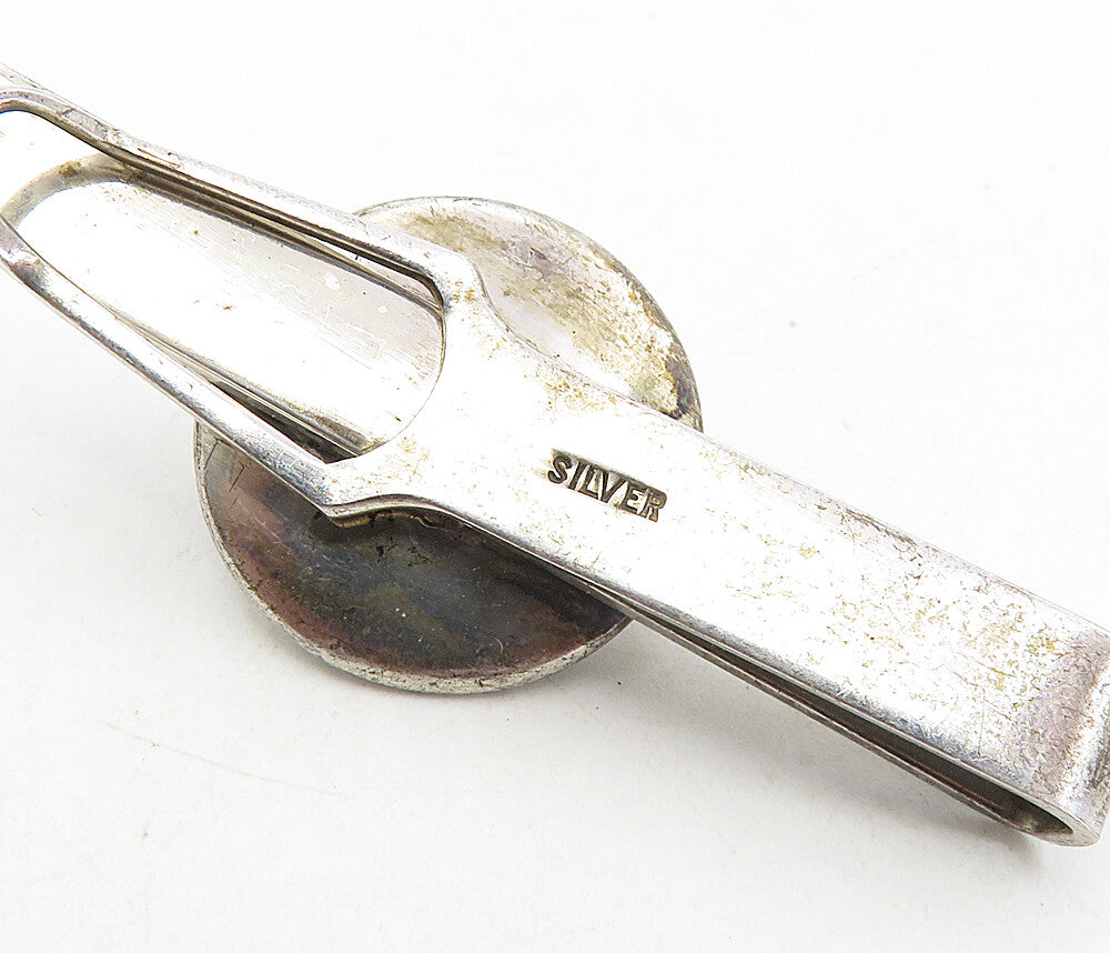 925 Sterling Silver  Vintage Mother Of Pearl & Petite Pearl Tie Clip  TR1548