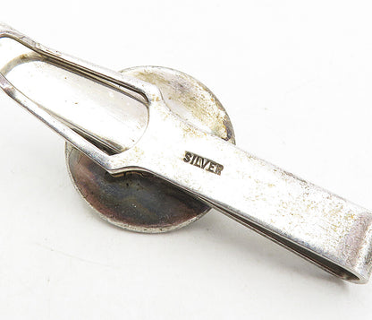 925 Sterling Silver  Vintage Mother Of Pearl & Petite Pearl Tie Clip  TR1548