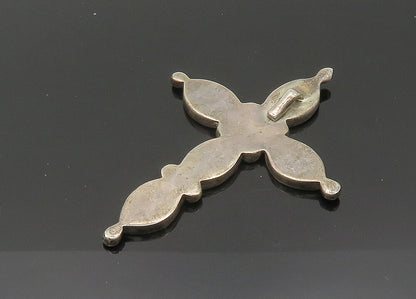 ZUNI 925 Sterling Silver Vintage Turquoise & Mother Of Pearl Pendant PT16446