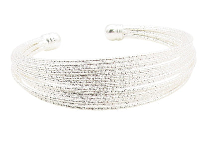 925 Sterling Silver Vintage Bracelet Minimalist Multi Strand Open Cuff  BT12135