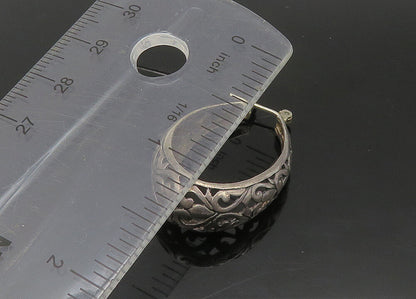 925 Sterling Silver  Vintage Dark Tone Swirl Vine Hoop Earrings  EG11272