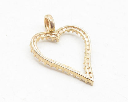 925 Sterling Silver  Sparkling White Topaz Open Love Heart Pendant  PT9717