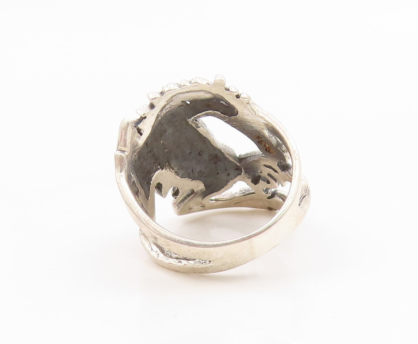 925 Sterling Silver Vintage Ring Intricate Winged Dragon Band  Sz 6  RG35995