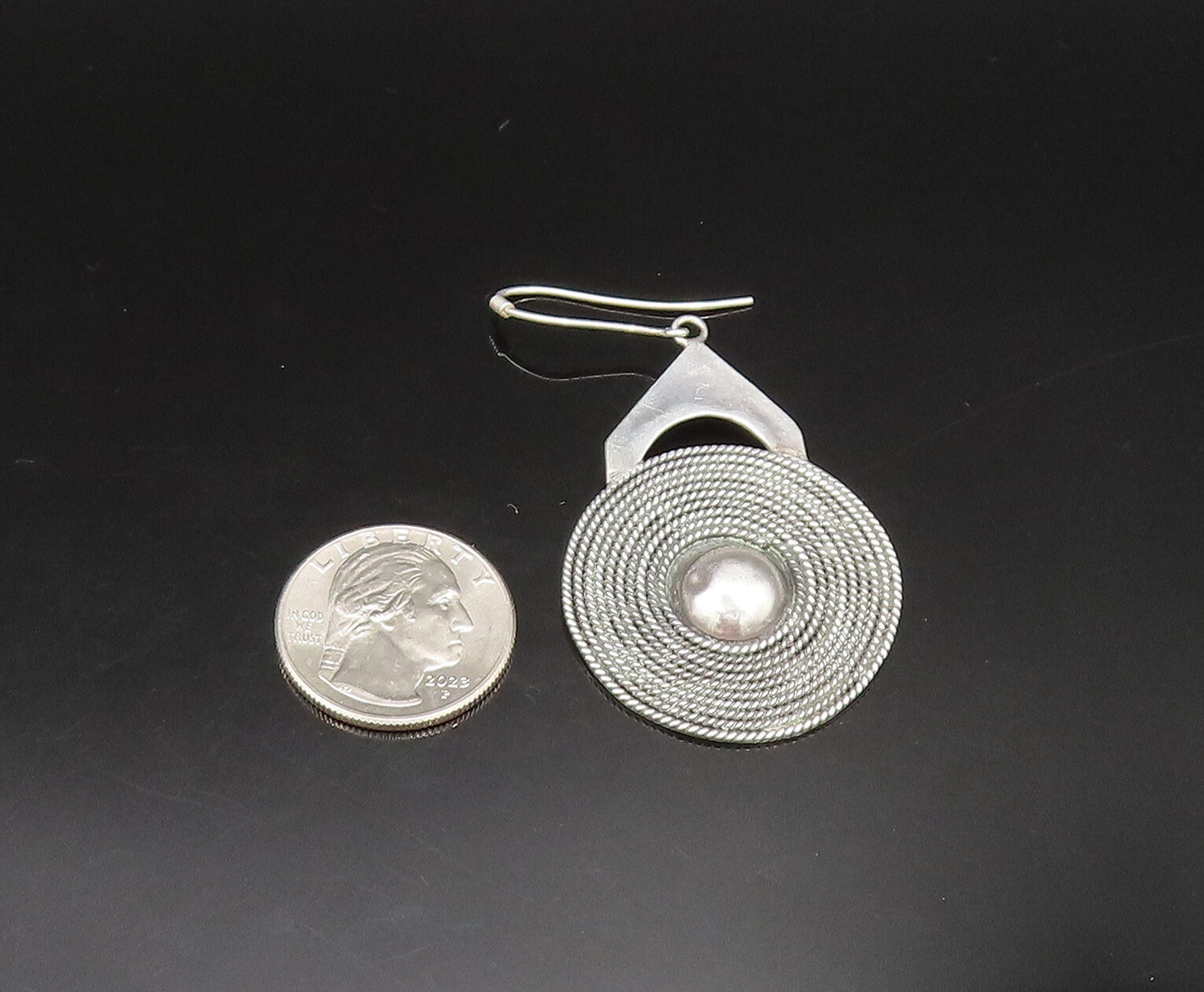 925 Silver  Vintage Spiral Twisted Rope & Bead Ball Disc Earrings  EG11722