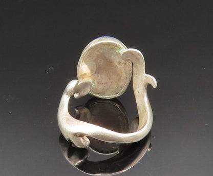 925 Sterling Silver  Vintage Cabochon Sodalite Swirl Bypass Ring Sz 7  RG25003