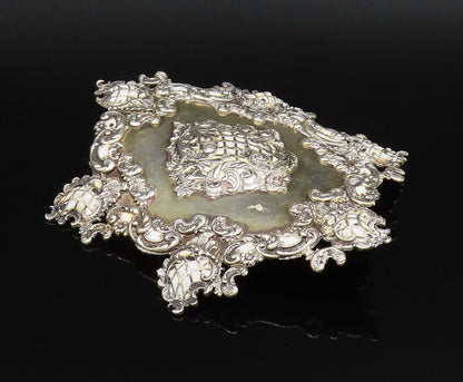 925 Sterling Silver Vintage Antique Victorian Enamel Frame Brooch Pin  BP10004