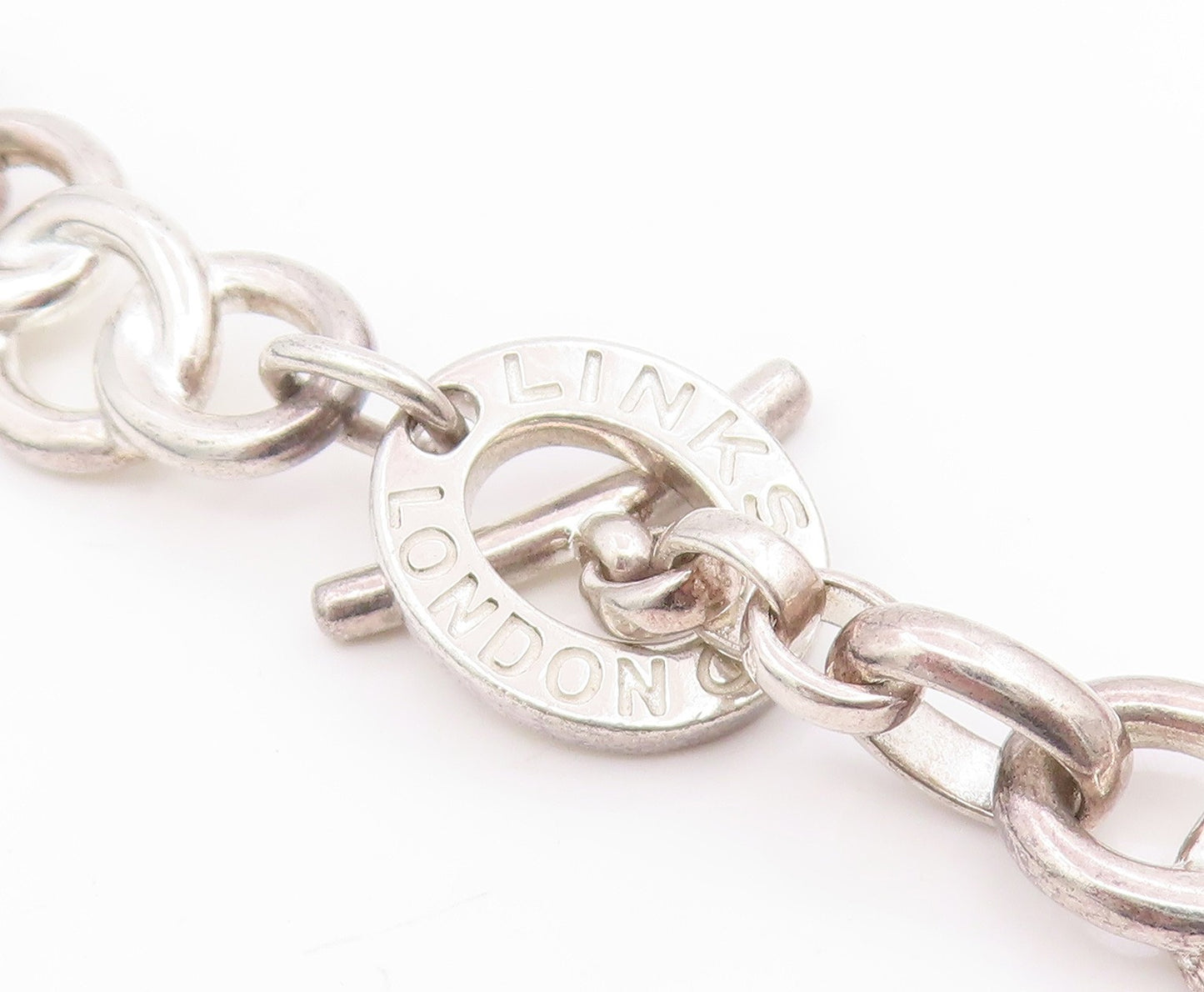 925 Sterling Silver Vintage Necklace LINKS OF LONDON Love Heart Toggle  NE4825