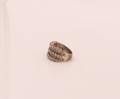 ROSS SIMONS 925 Silver Vintage Thick Multiple CZ Band Ring Sz 9.25  RG26751