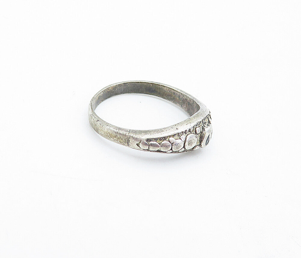 925 Sterling Silver  Vintage Thin Circle Pattern Band Ring Sz 6.5  RG3724