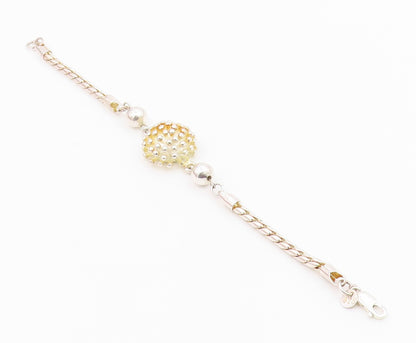925 Sterling Silver  Vintage Shiny Spiked Dome Twist Chain Bracelet  BT8005