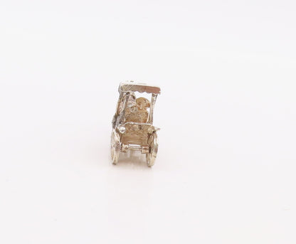 925 Sterling Silver Vintage Pendant Solid Cutout Royal Horae Cart  PT23565