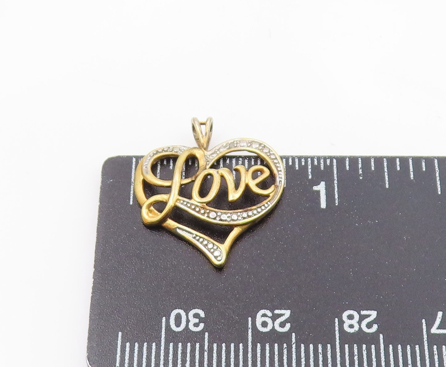 925 Sterling Silver  Vintage Genuine Diamond Love Heart Pendant  PT18201