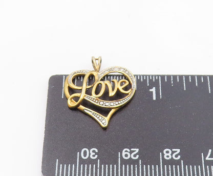 925 Sterling Silver  Vintage Genuine Diamond Love Heart Pendant  PT18201