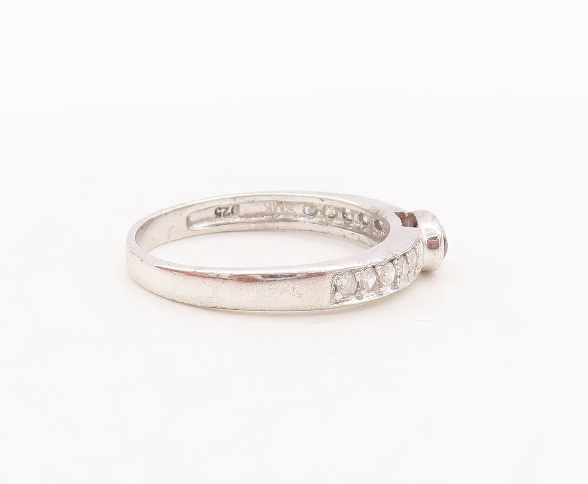 925 Sterling Silver Vintage Ring Oval Gemstones & Real Diamonds  Sz 7  RG29447