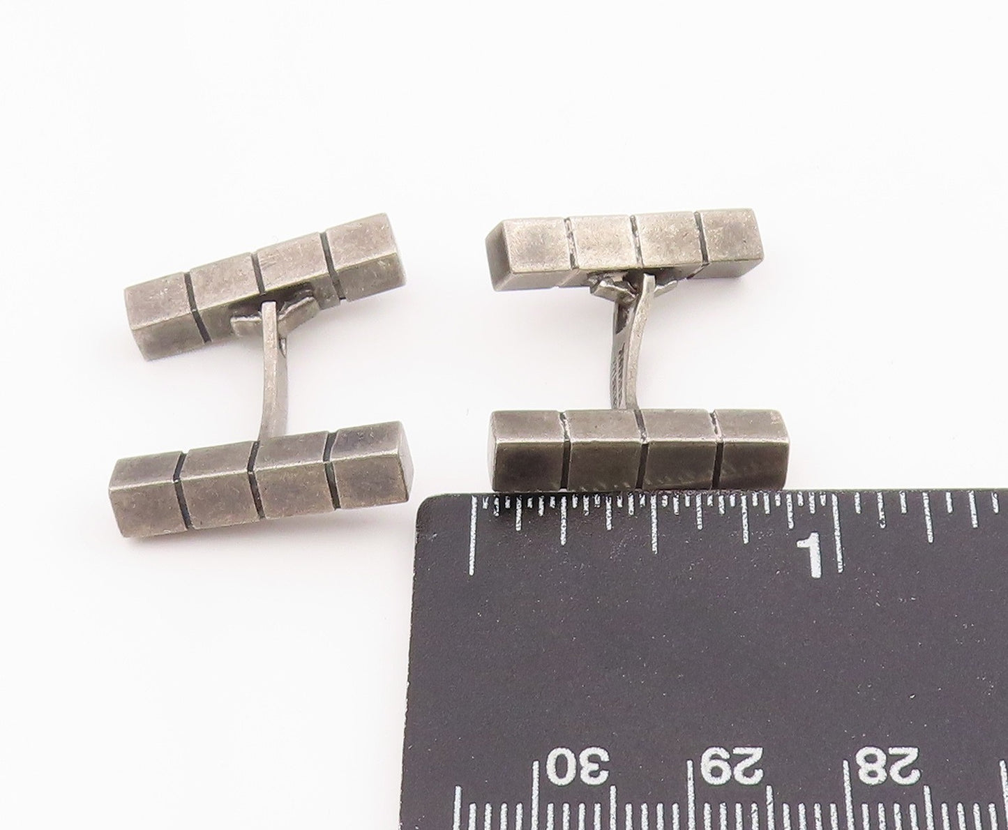 925 Sterling Silver Vintage Cufflinks DENMARK Modernist Geometric Blocks  TR4148